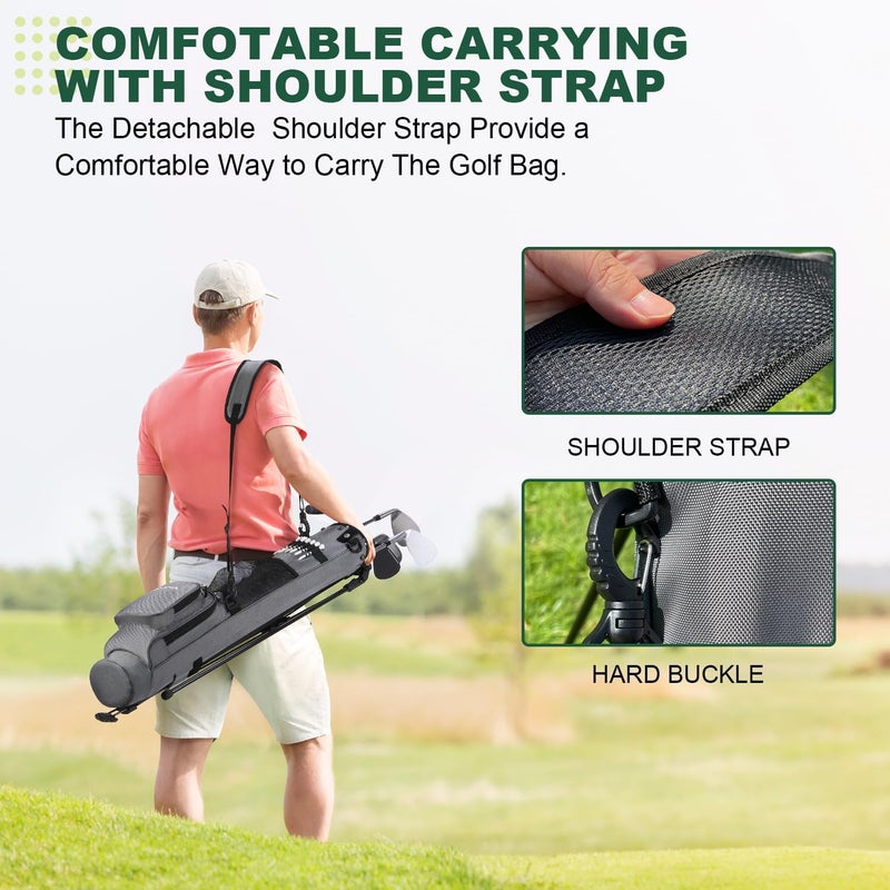 MAZEL Lightweight Golf Bag for Men – Easy to Carry Golf Clubs Bag with Shoulder Strap,Pitch n Putt Golf Stand Bag for Driving Range,Par 3 and Executive Courses - Fit Up to 8 Clubs - Image 2